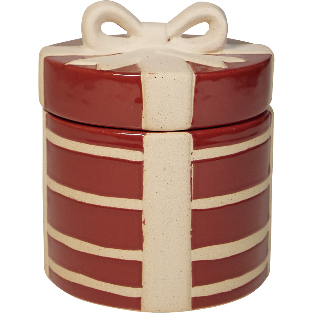 MY CHRISTMAS VILLAGE green red pot