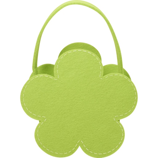 [7504*58*05*51] Bright blooms felt flower basket green
